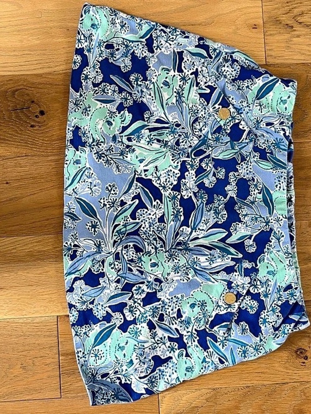 Lilly Pulitzer Floral Mini Skirt in Blue & Green Size Medium